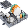 Dish Drying Rack for Kitchen Counter, Extendable Dish Rack with Drainboard, Expandable Dish