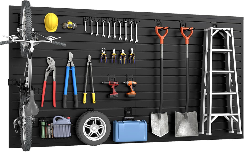 DoCred Slatwall Paneling Organizer, 4x7.5 FT PVC Garage Slat Wall Storage Systems, Heavy Duty