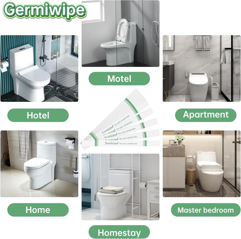 Germiwipe Printed Toilet Seat Bands,Toilet Strips,Hotel Essentials Paper Toilet Seat band for