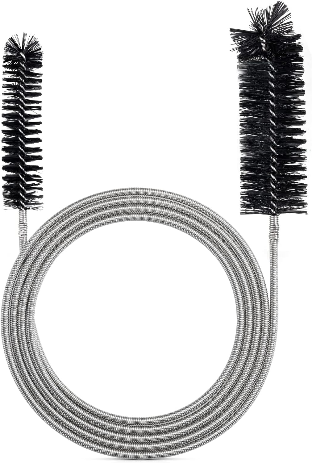 Extra-Thick Drain Brush with Stronger Spring - 67-Inch Flexible Pipe Cleaning Tool - Dual Bristle