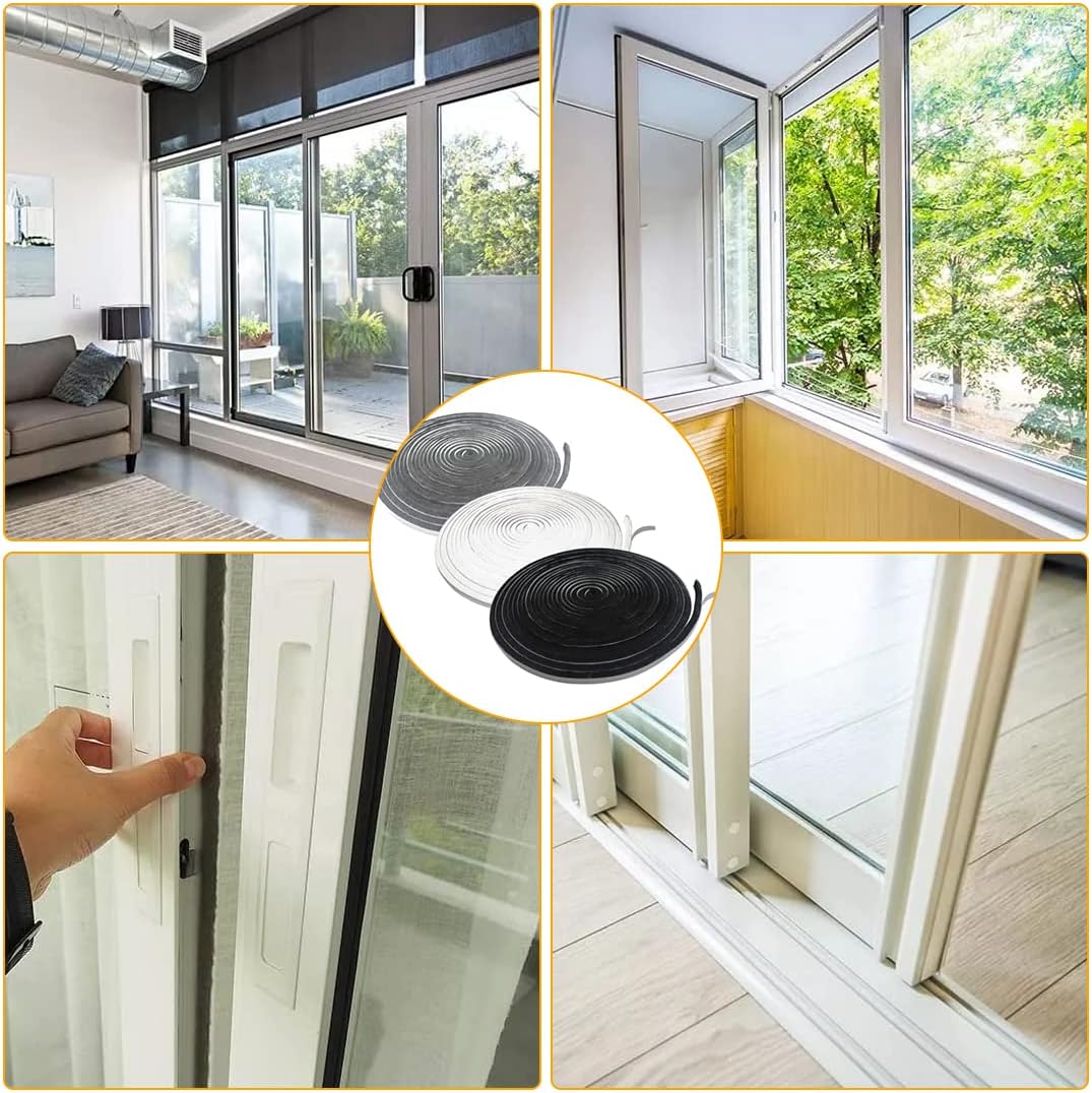 65FT Brush Weather Stripping, Neat Pile Self Adhesive Seal Strip for Windows and Door, Weatherstrip