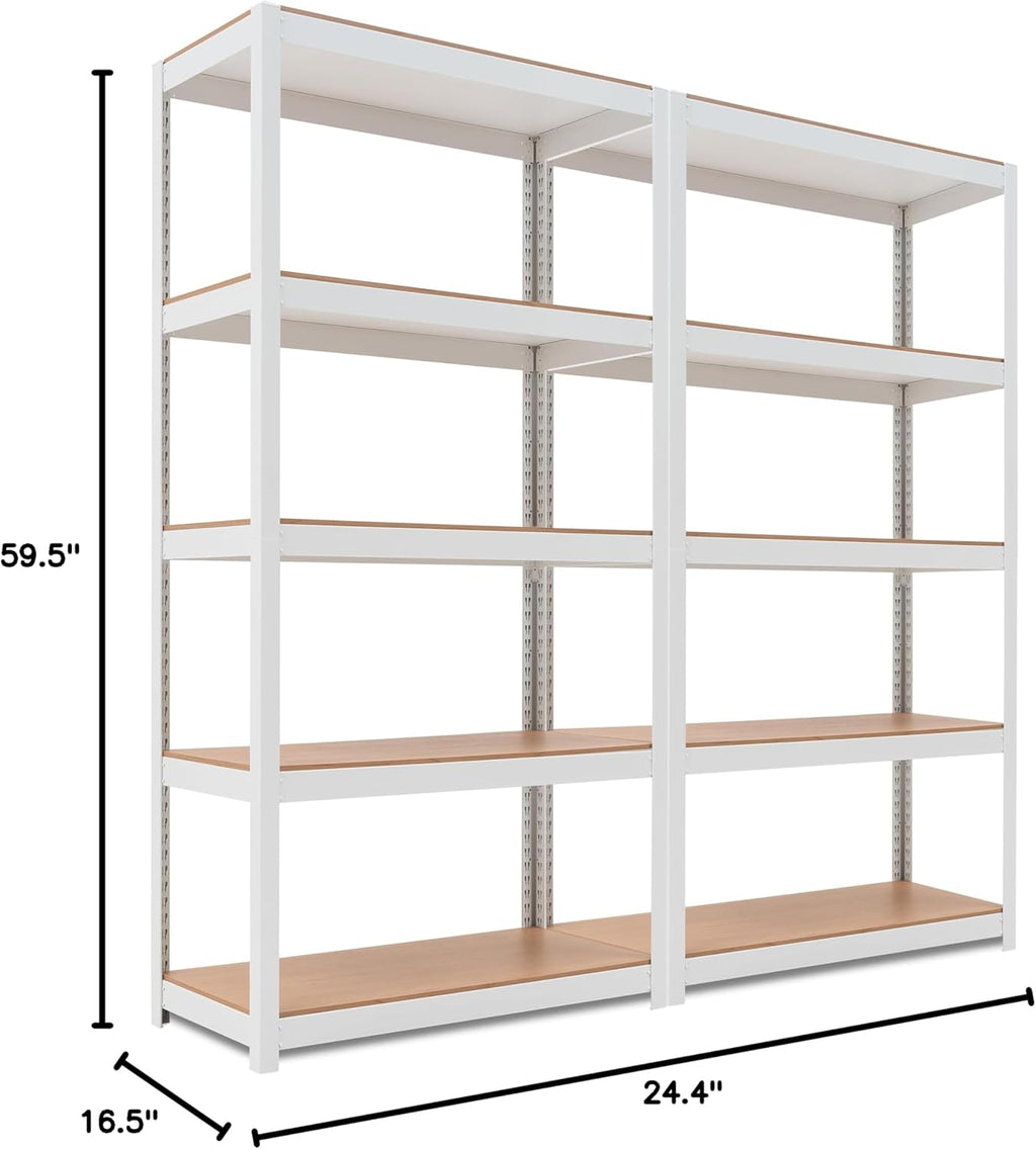 HOMEDANT House 5-Tier Laminated Metal Shelving Unit Adjustable Storage Utility Rack Heavy Duty