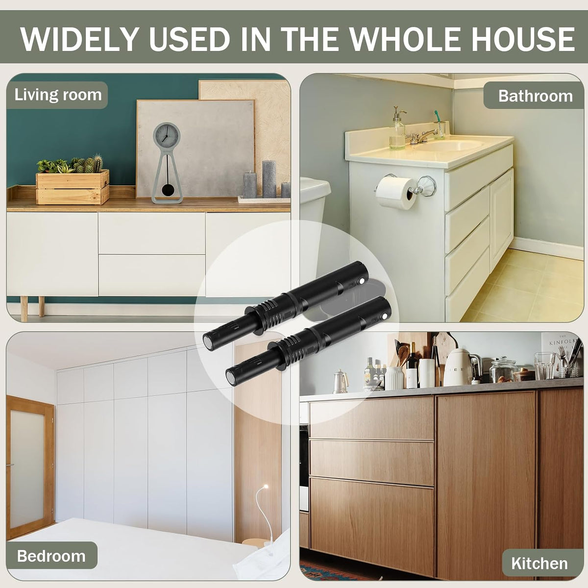 Lounsweer 50 Pack Magnetic Push Latches for Cabinet Door 2.87 Inches Short Push to Open Cabinet