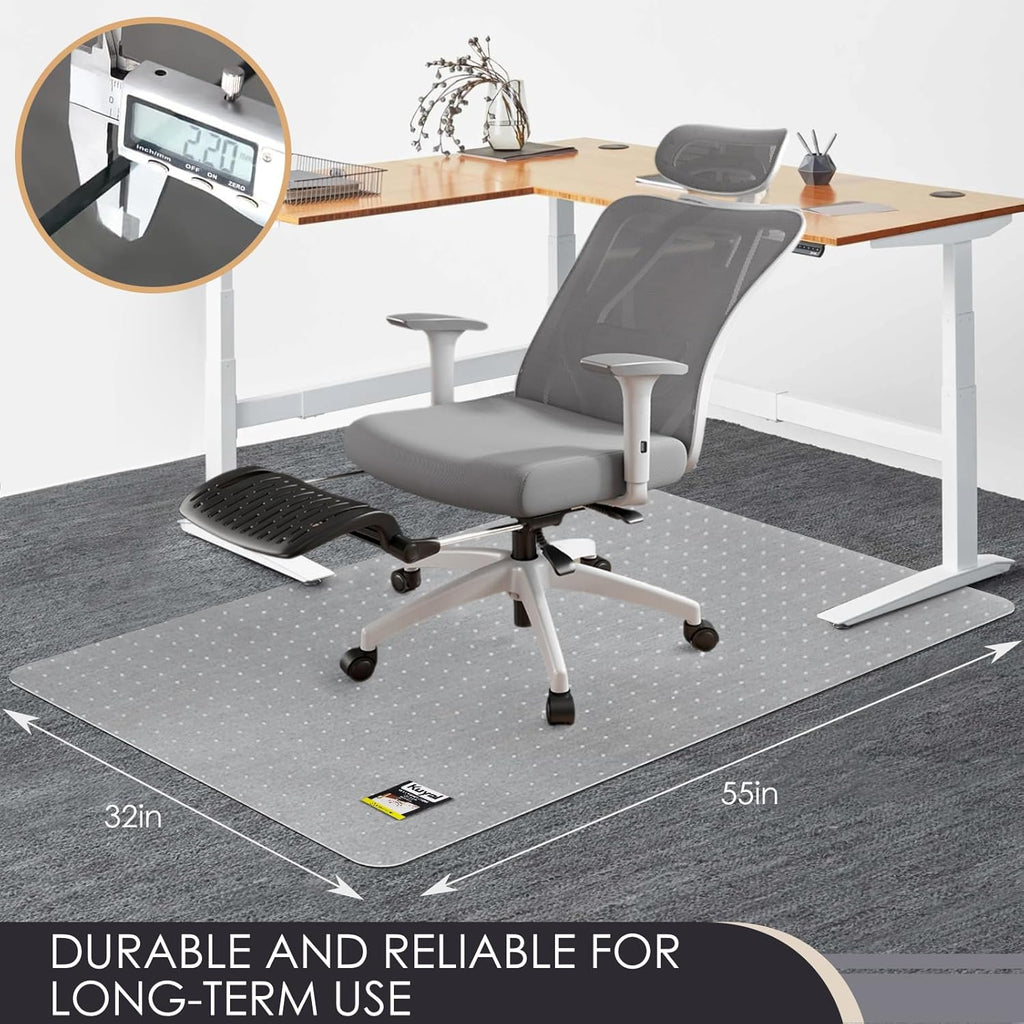 Kuyal Office Chair Mat for Carpet, 32x55 Clear Heavy Duty Computer Chair Mat, Under Desk Protector
