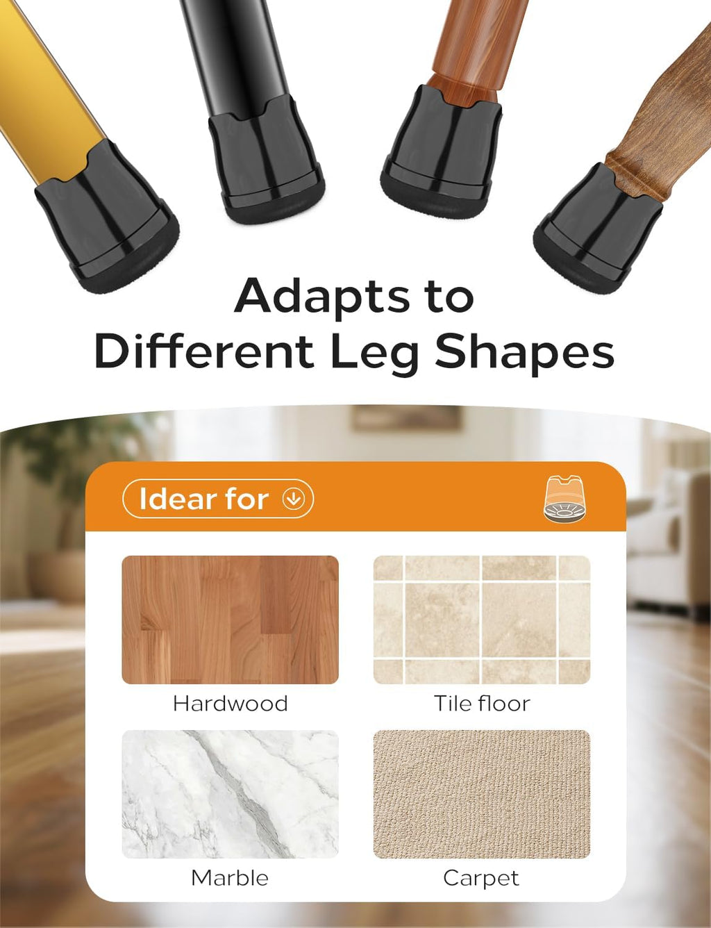 24-Pack Silicone Chair Leg Floor Protectors for Hardwood Floors -Felt Furniture Pads, Rubber Chair