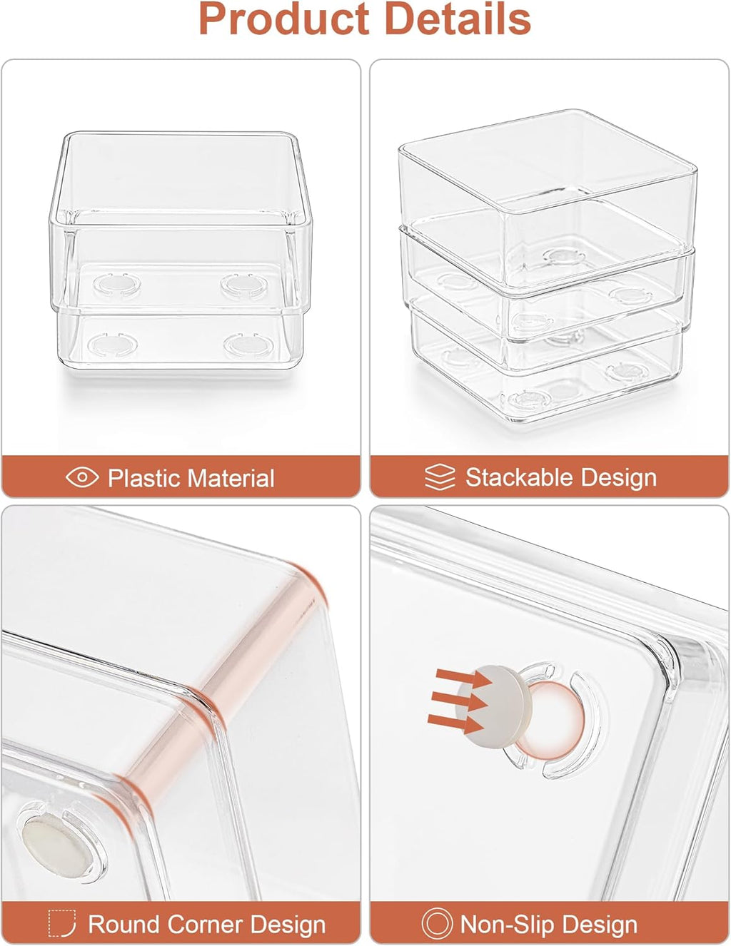 SMARTAKE 20-Piece Drawer Organizer with Non-Slip Silicone Pads, 7-Size Desk Drawer Organizer Trays