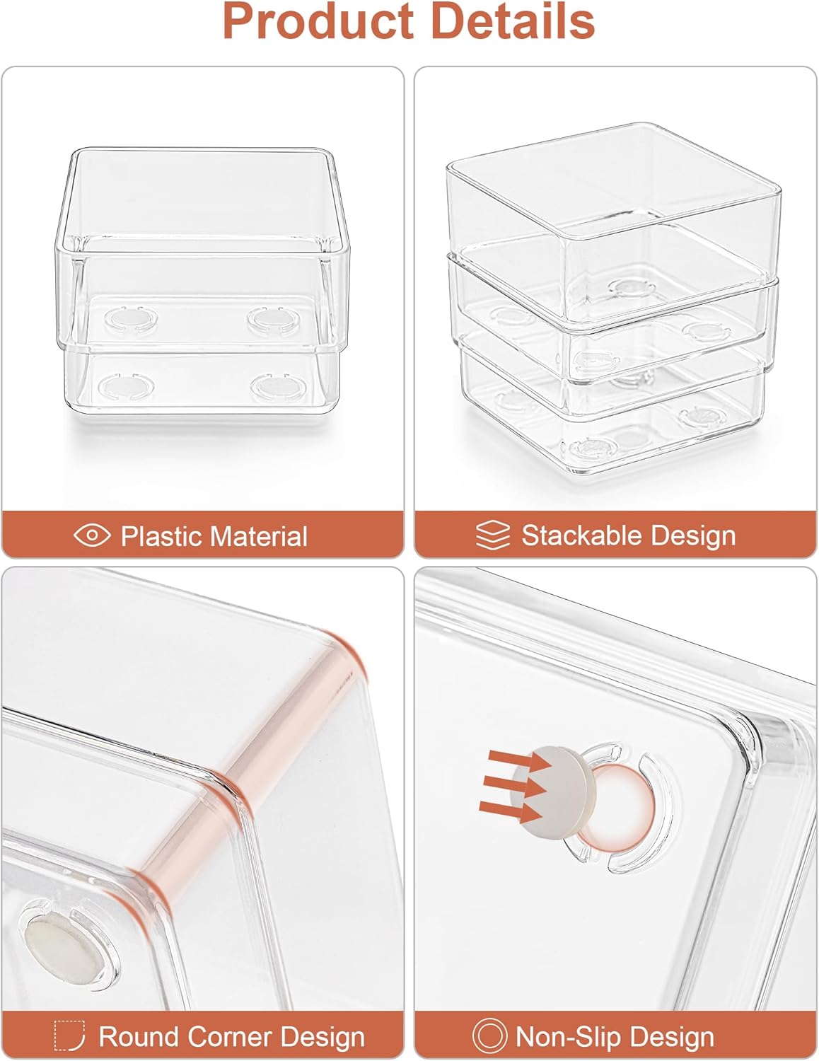 SMARTAKE 20-Piece Drawer Organizer with Non-Slip Silicone Pads, 7-Size Desk Drawer Organizer Trays