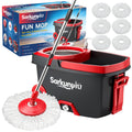 Sarkunpio Spin Mop and Bucket Set with 6 Microfiber Heads, Dark Grey
