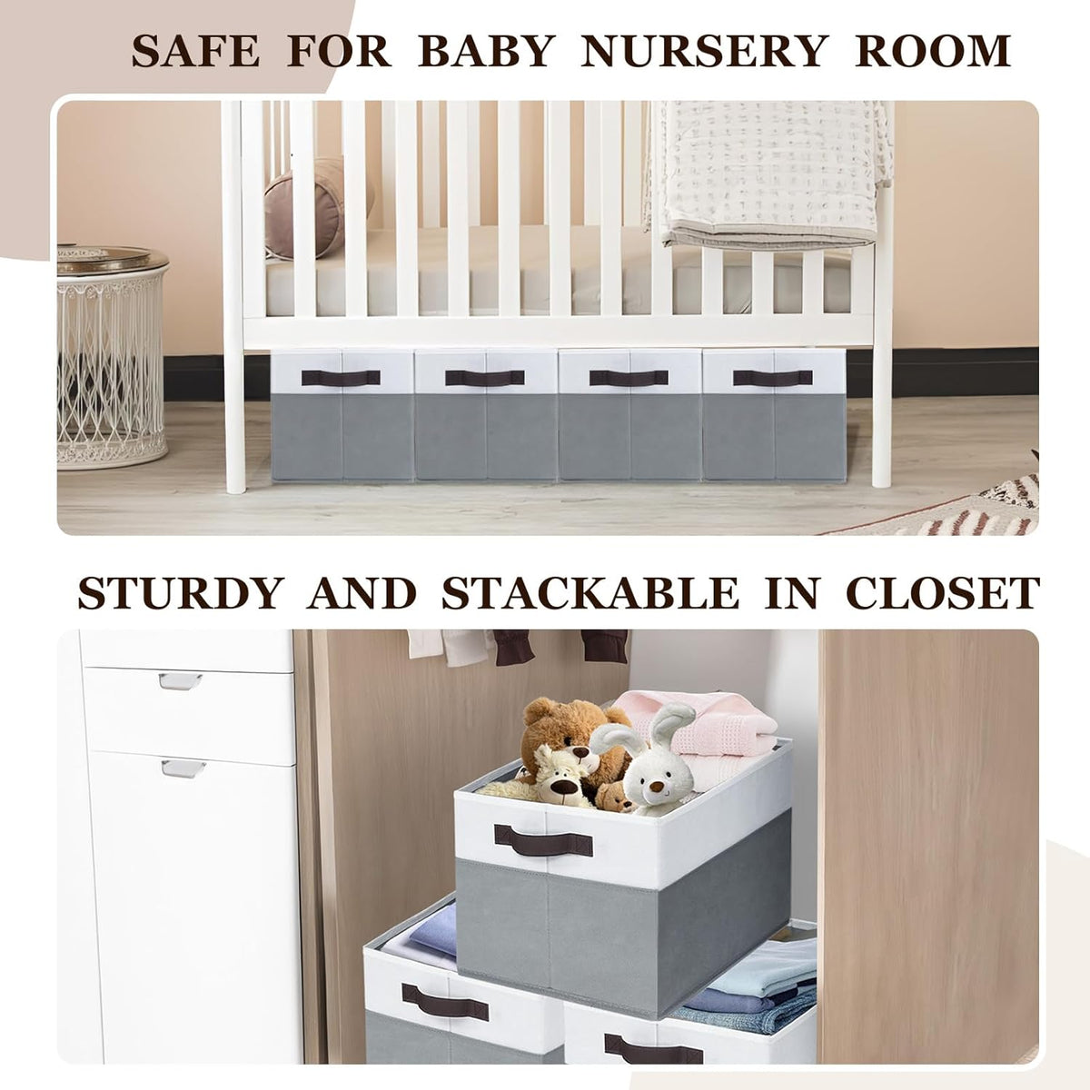4 Pack Large Closet Storage Baskets Bins for Shelves | Fabric Closet Organizers and Storage with