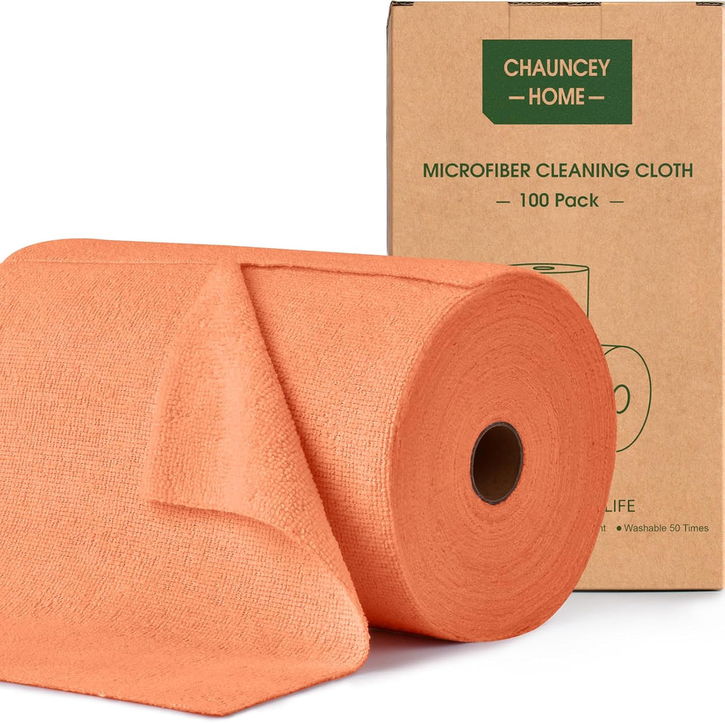 Roll of Microfiber Cleaning Cloth –100 Pack, Tear Away Microfiber Towels, Reusable, Washable