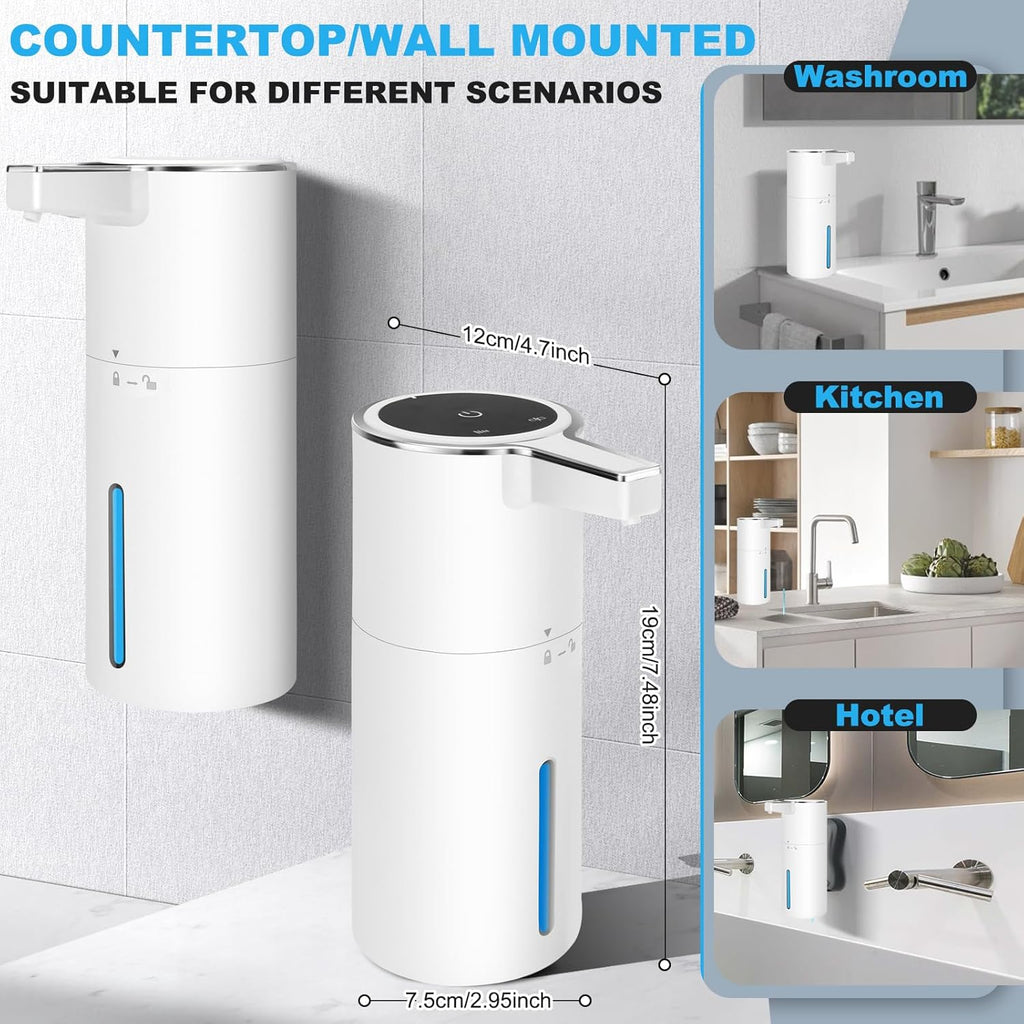 Automatic Soap Dispenser Liquid Touchless: 13.52oz/400ml Wall USB Rechargeable - 4-Level Adjustable