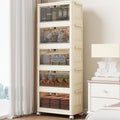 5 Tier - 48QT Storage Bins with Lids, Collapsible Storage Bins with Doors and Wheels, Plastic