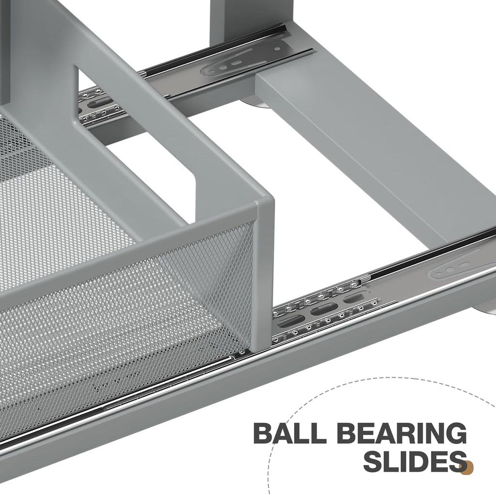 2 Pack 21.3IN-Depth Under Sink Organizer with Next-Gen Ball-Bearing Slides,2-Tier Pull Out Cabinet