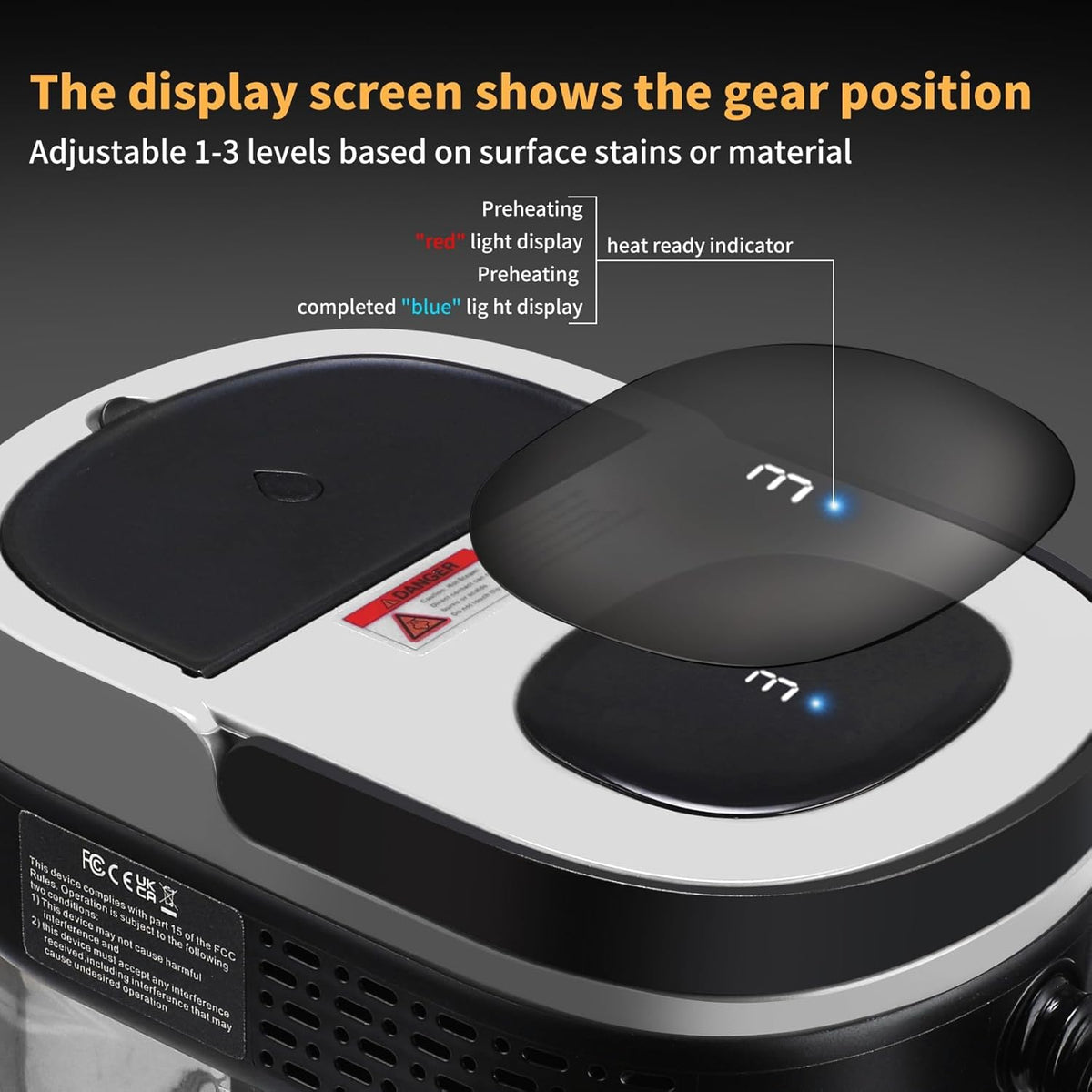 Steam Cleaner, 3-Level Adjustable Handle, 15s Heat-Up, 1.69 Quarts Tank, Portable Steamer for