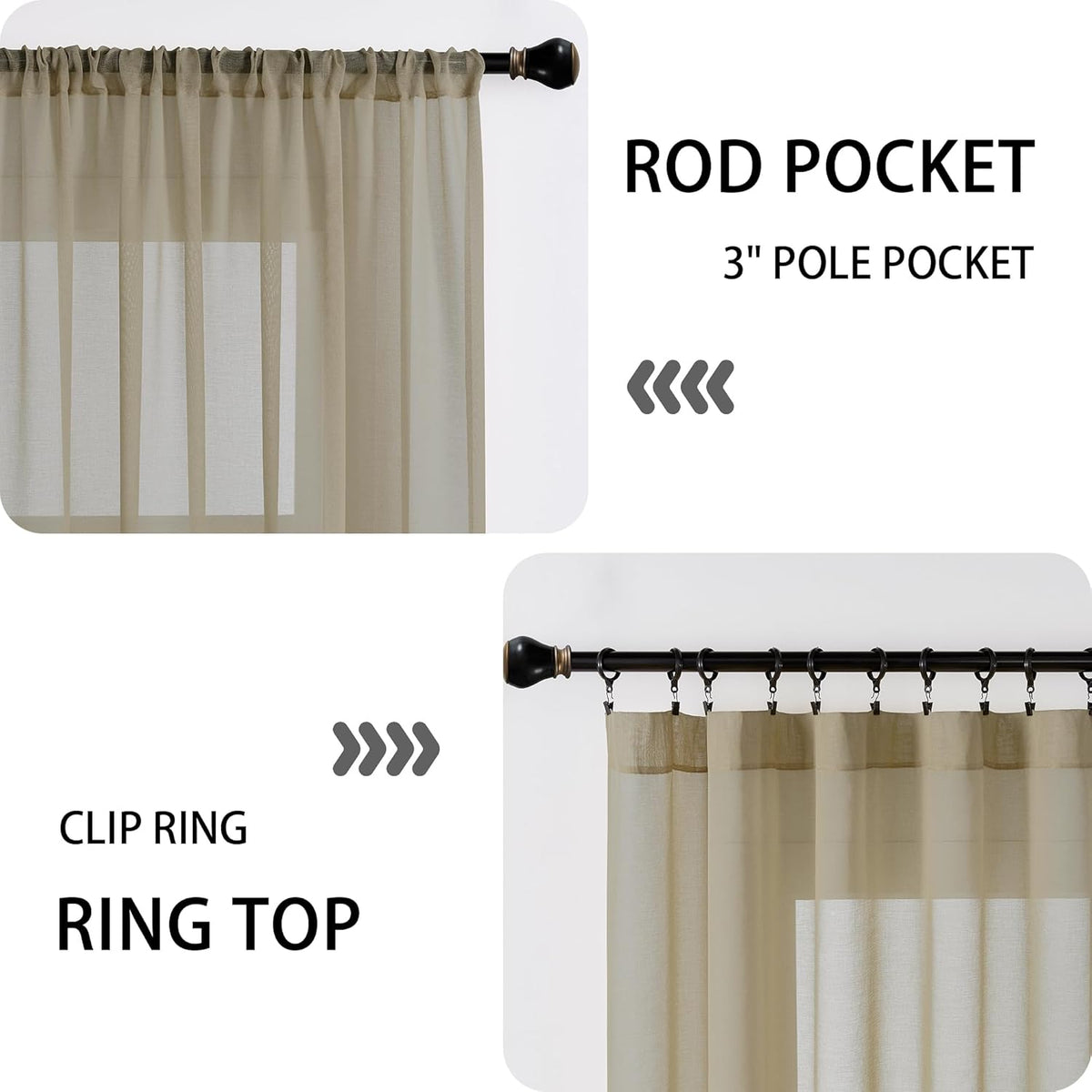 Tollpiz Short Sheer Door Curtains Closet Linen Textured Curtains Sheer Doorway Light Filtering