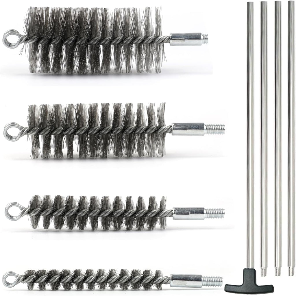 50 in Pipe Cleaning Brush Set with Stainless Steel Bristles, Wire Brush with 4pcs Galvanized Rod