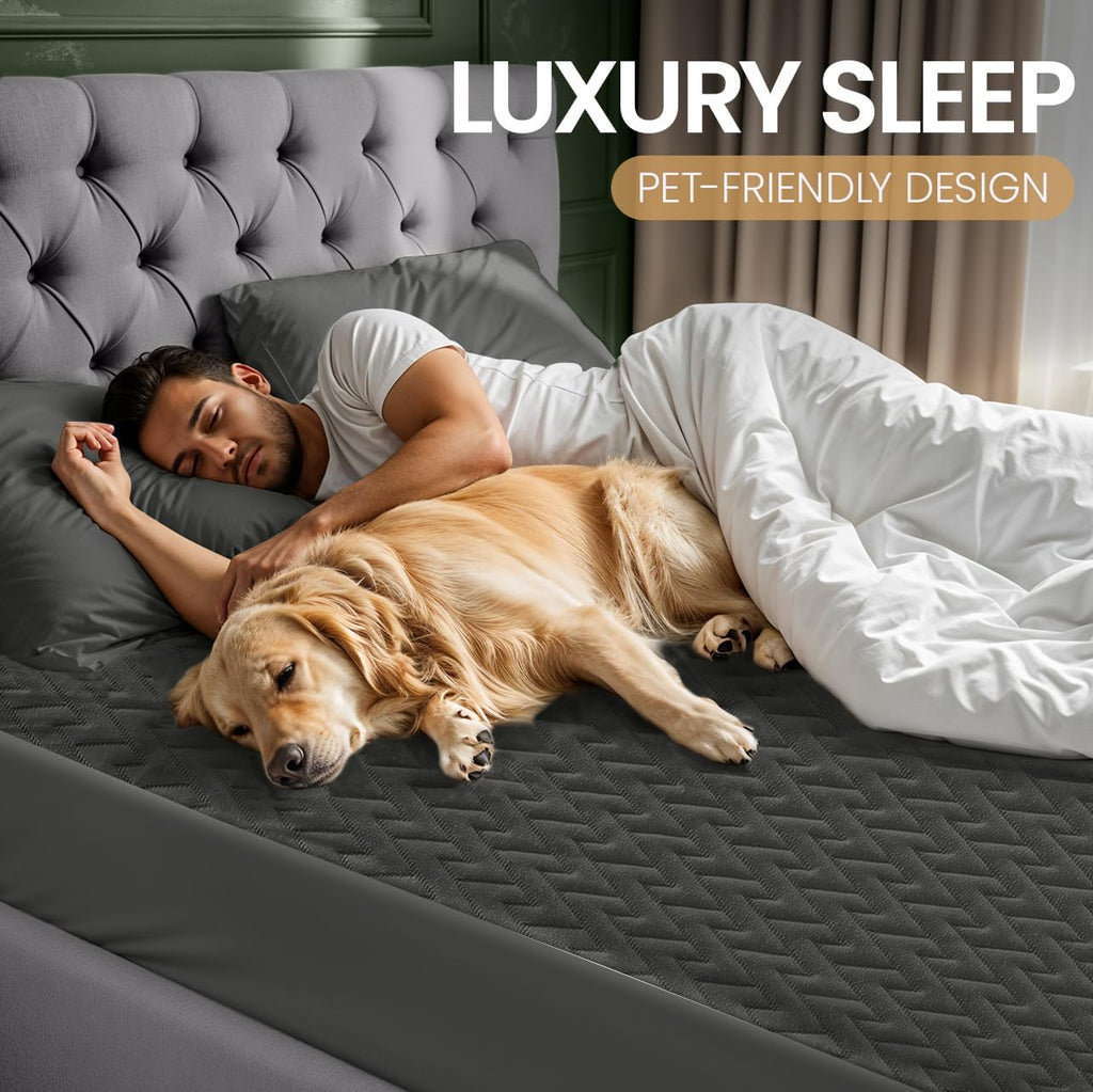 Utopia Bedding Waterproof Mattress Protector Full Size (Gray), Premium 3D Air Soft Fabric Mattress
