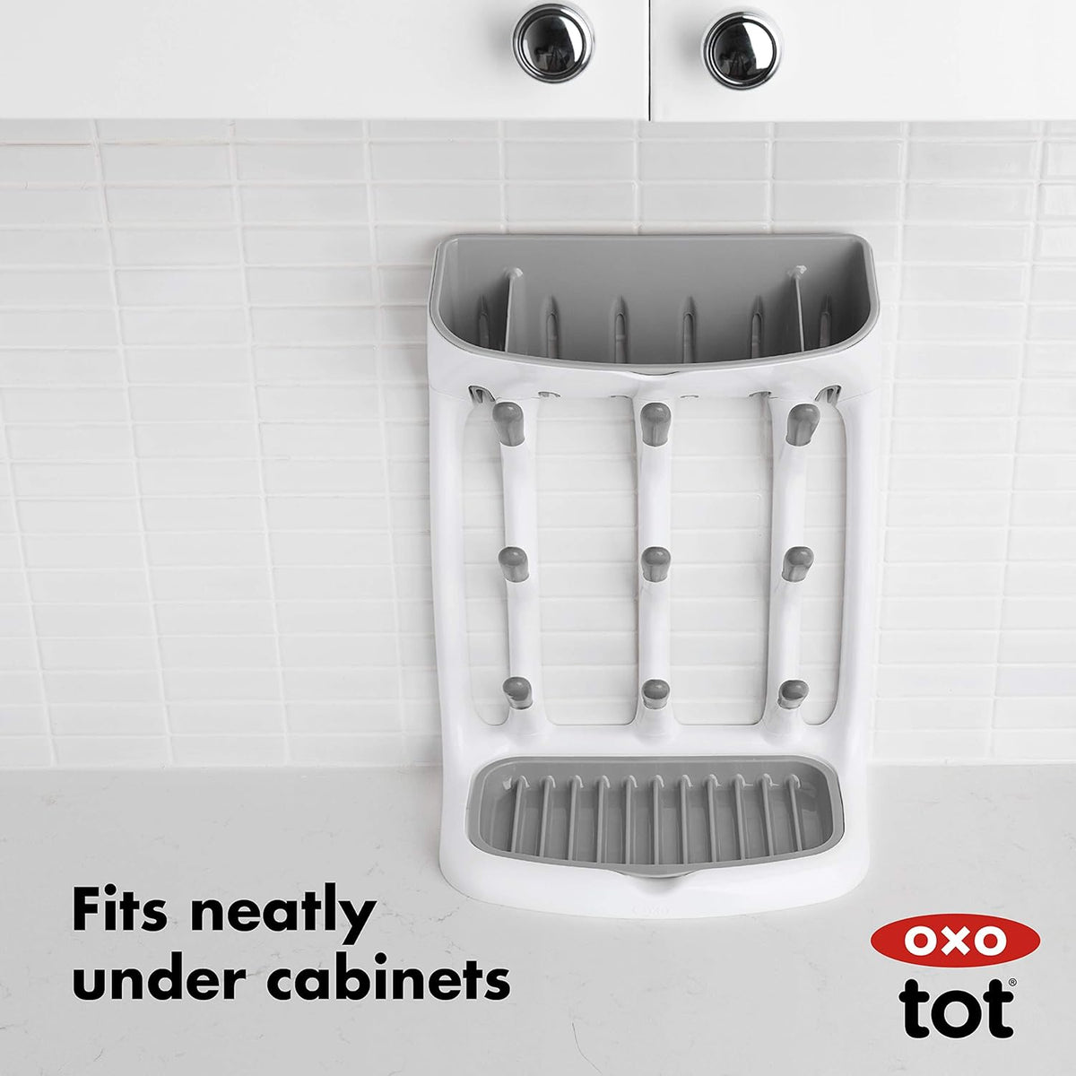 OXO Tot Space-Saving Bottle Drying Rack, Baby Bottle Organizer for Countertop