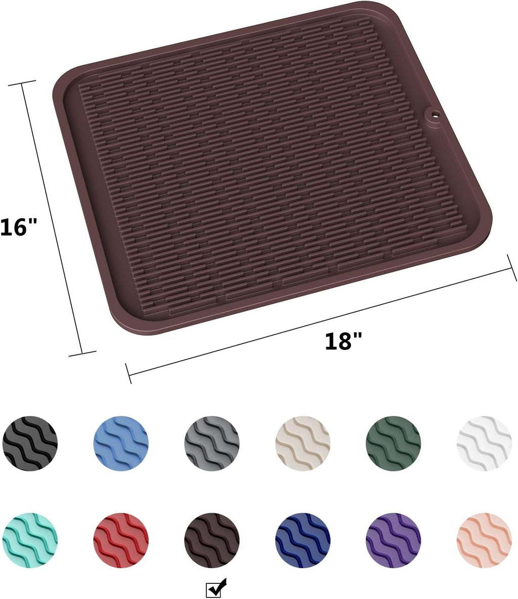 ZLR Silicone Dish Drying Mat for Kitchen Counter, Eco-Friendly Fast Dry Dish Mat, Easy Clean Multi