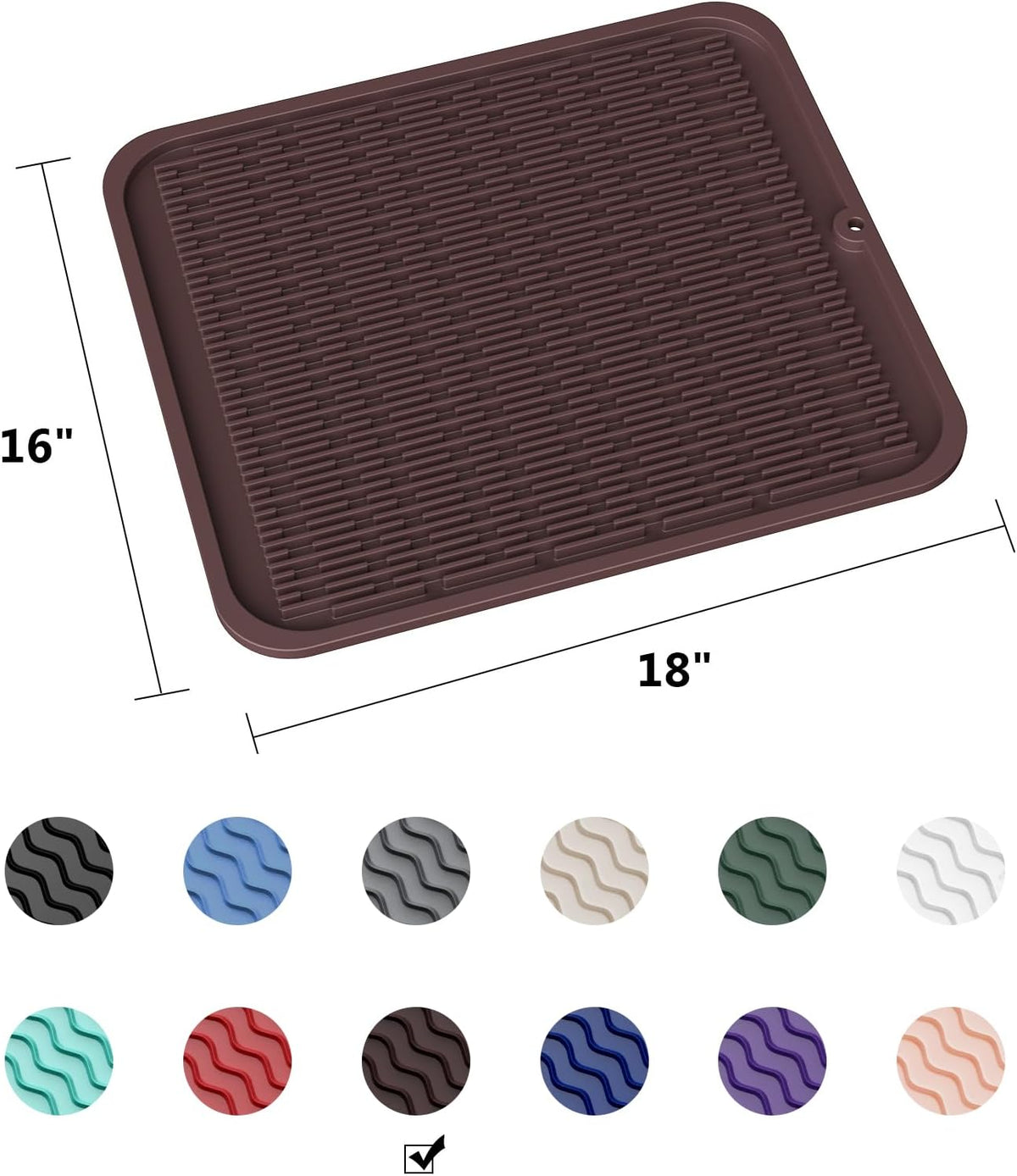 ZLR Silicone Dish Drying Mat for Kitchen Counter, Eco-Friendly Fast Dry Dish Mat, Easy Clean Multi