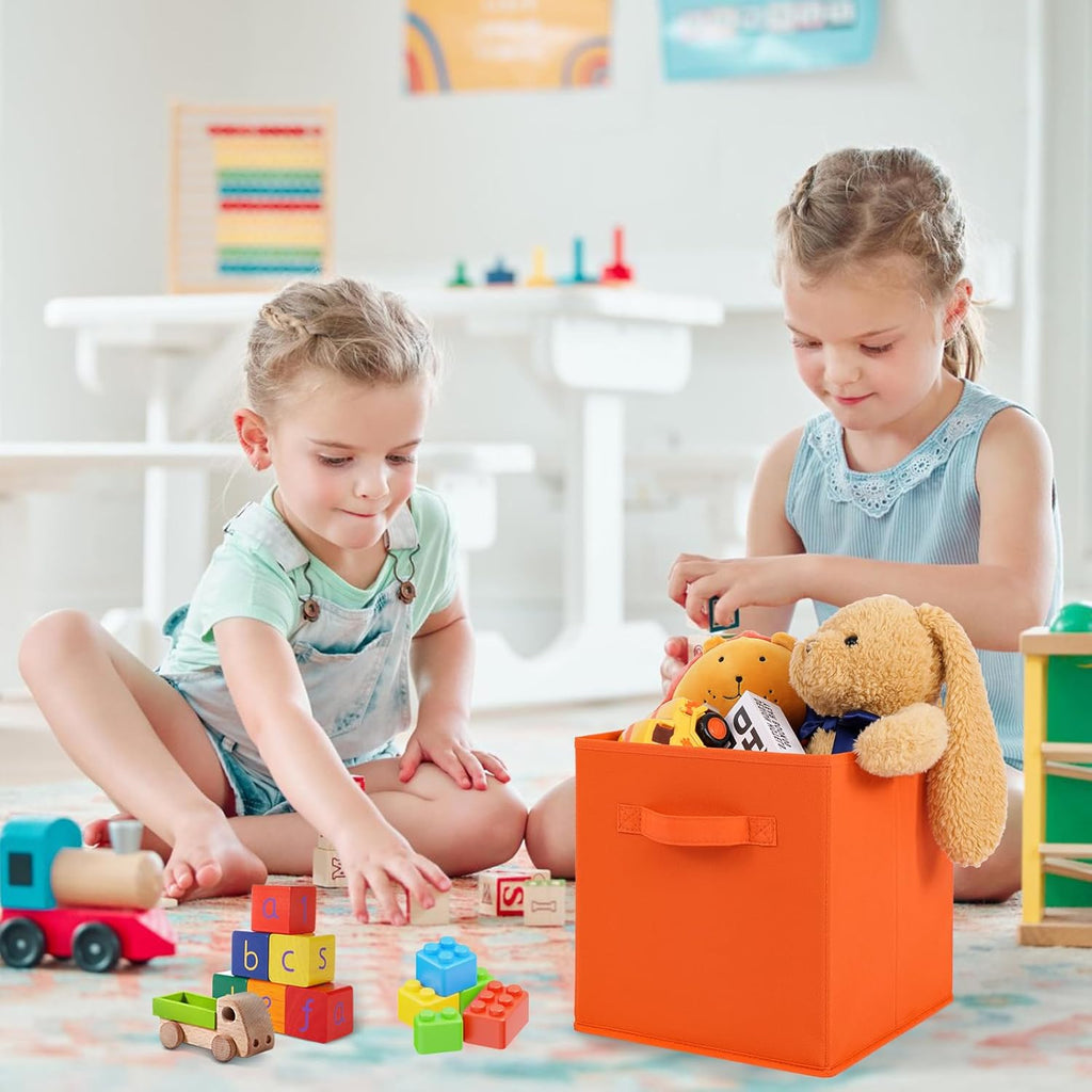 Stero 13x13x13 Inch Fabric Storage Bins 6 Pack Fun Colored Durable Storage Cubes with Handles