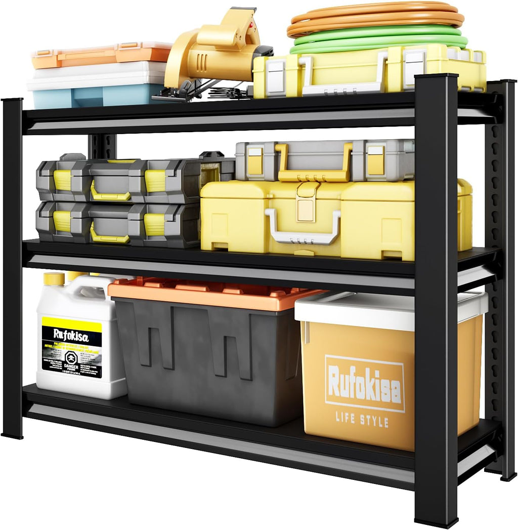 40" W Garage Shelving Heavy Duty，1500LBS Loads Adjustable Garage Storage Shelves,3-Tier Metal