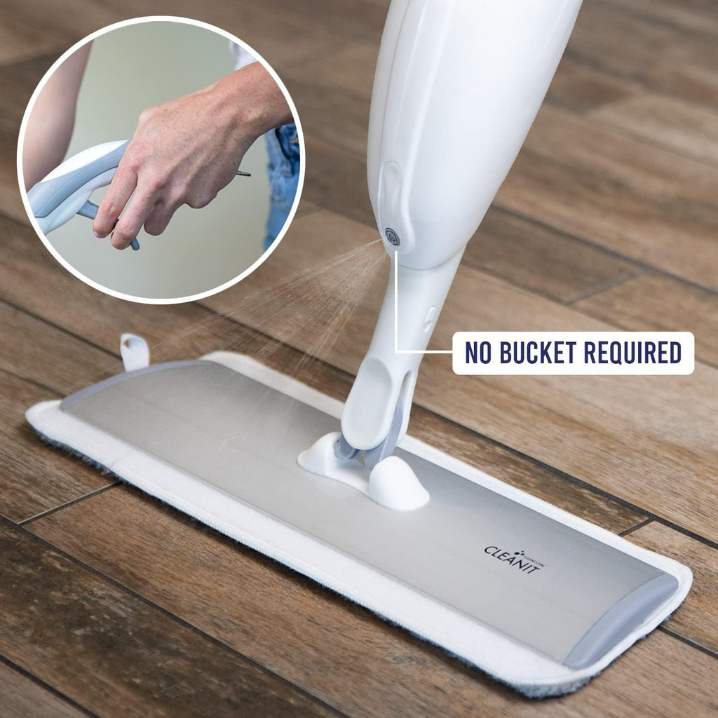 Don Aslett's Spray Mop Plus+ for Floor Cleaning| 360° Rotatable Head | Reusable Microfiber Pad |