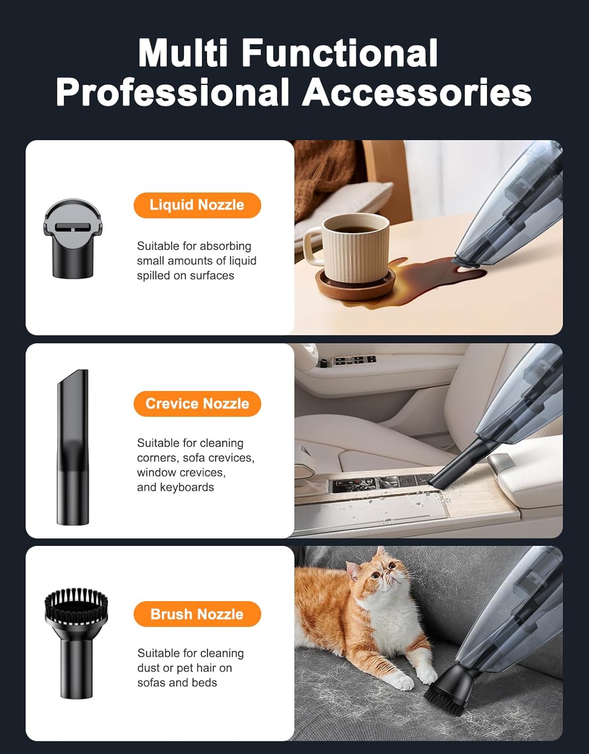 Handheld Vacuum Cordless Rechargeable 9KPA - [2H Fast Charging Dock] Portable Car Vacuum Cleaner