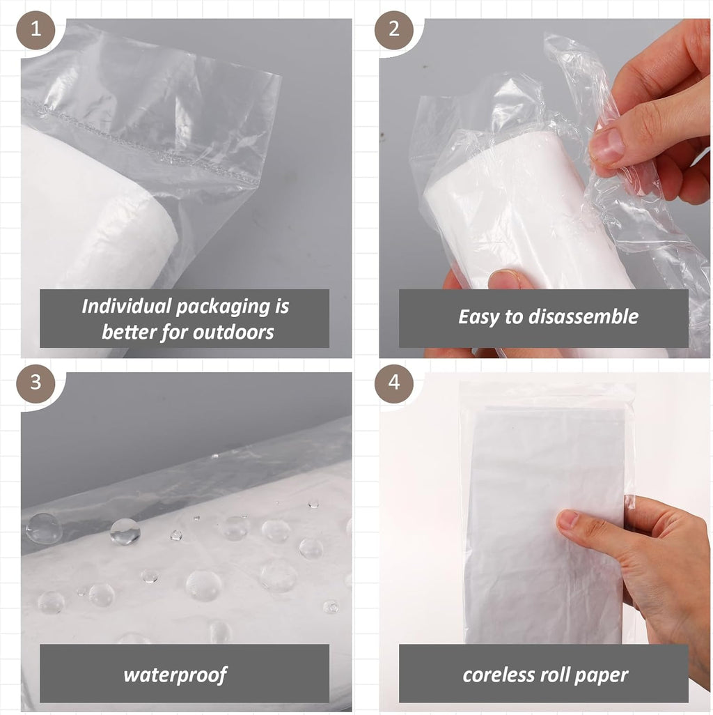 10 Pack Toilet Seat Covers Disposable with 4 Pack Portable Toilet Paper, Large Waterproof Potty