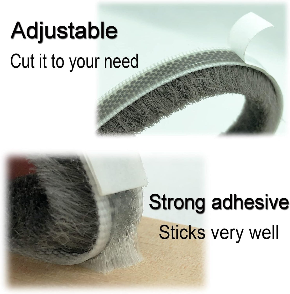 Felt Pile Weather Stripping Brush for Sliding Windows/Doors Frame Side, Self Adhesive Weatherstrip