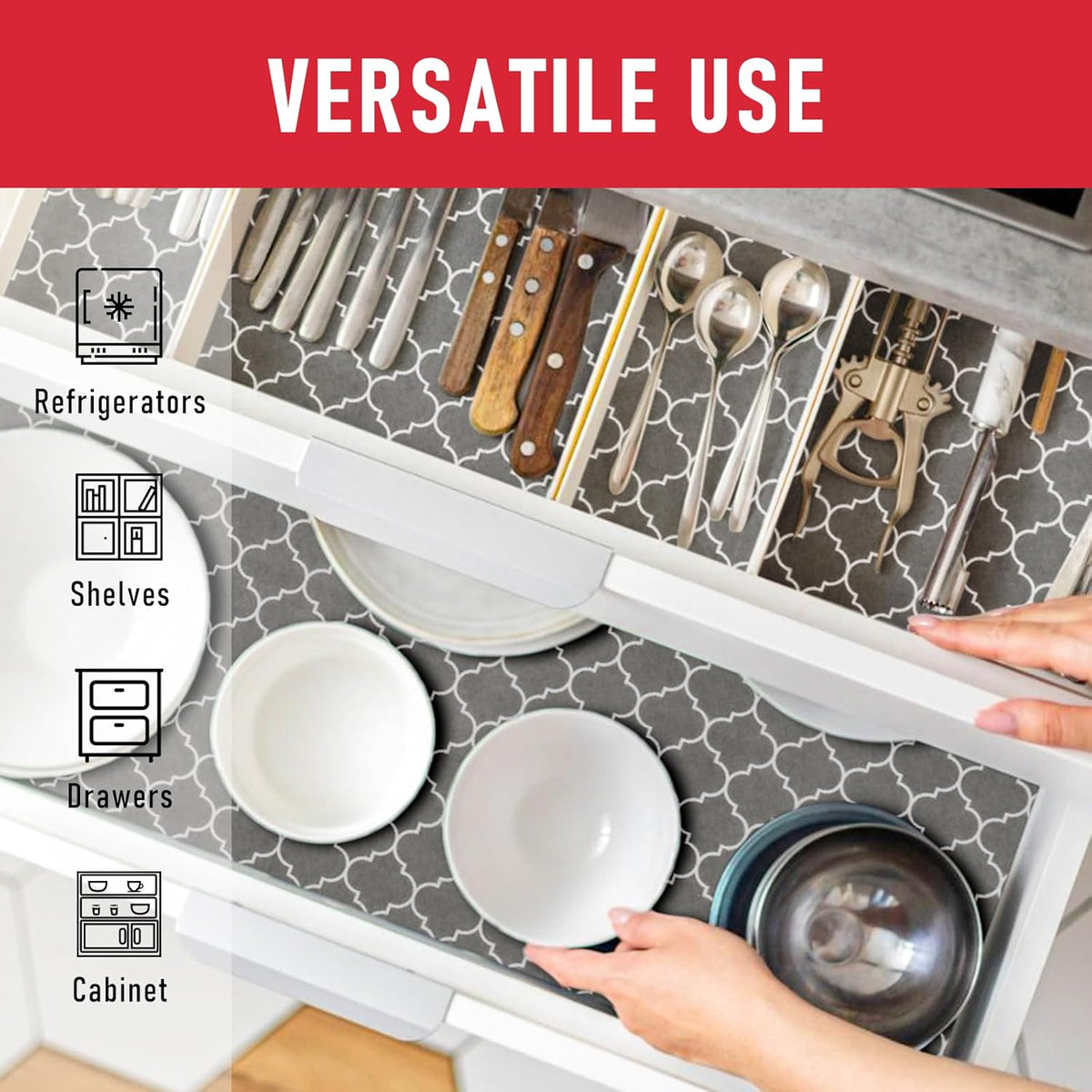 Cooyes Fridge Liners for Refrigerator, Drawer & Shelf Liners for Kitchen Cabinets Non-Adhesive