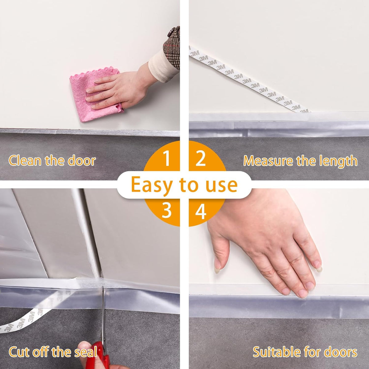 Door Weather Stripping Doors Seal Strip, 26 FT Silicone Sealing Tape for Door Draft Stopper