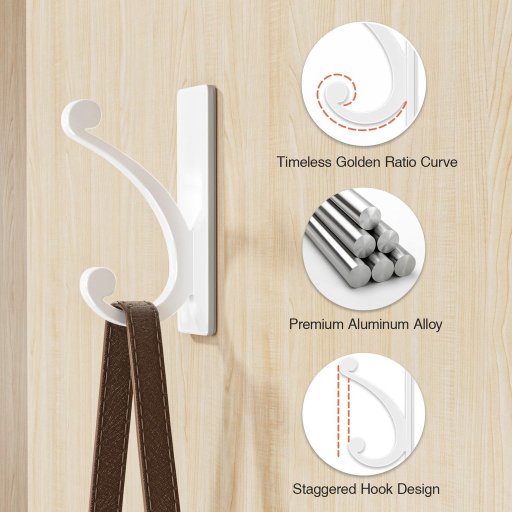 Adhesive Wall Hook for Towel/Coat - Extra Sticky 10LB Stainless, Stick on Hanger for Bath or