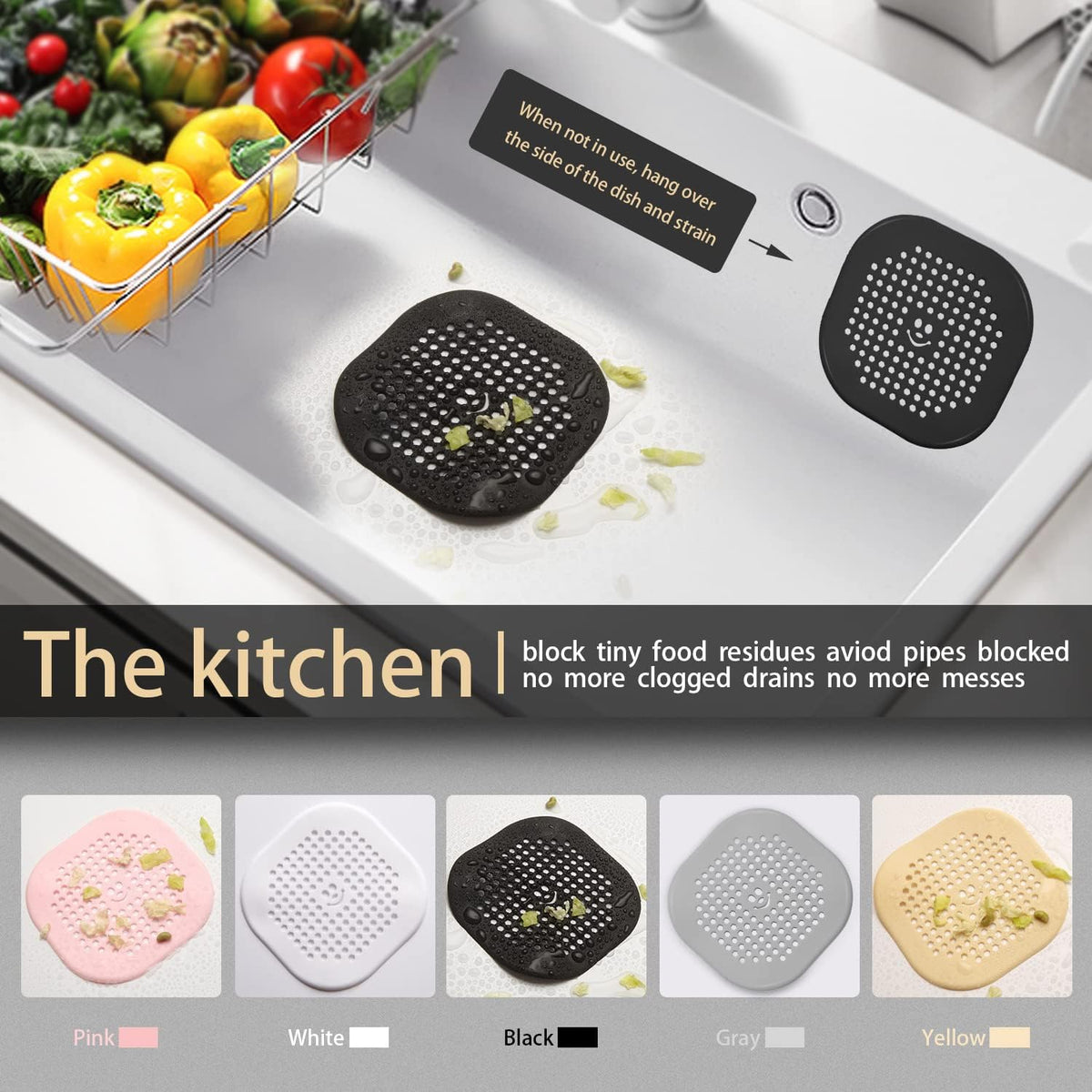 2 Pack Drain Hair Catcher Silicone Bathroom Accessories Shower Drain Protector Sink Drain Strainer