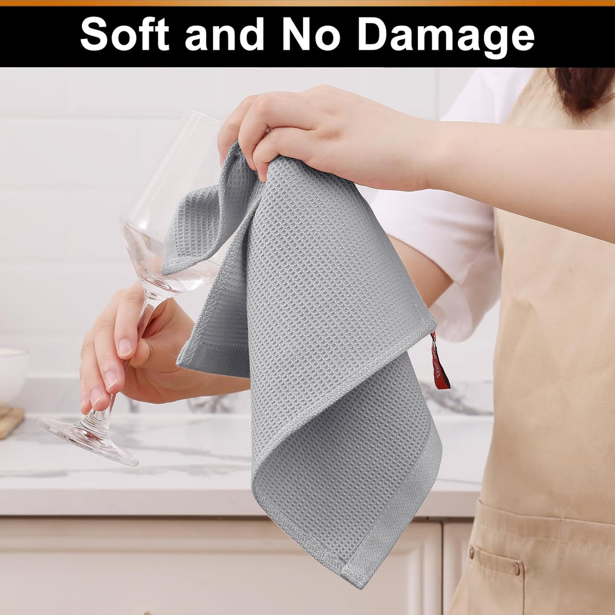 Homaxy 100% Cotton Waffle Weave Dish Cloths - 6 Pack Soft and Absorbent Dish Towels - 12 x 12