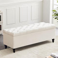 Storage Ottoman 50.2 Inches Upholstered Fabric Storage Ottoman Bench，Button Tufted Ottoman with
