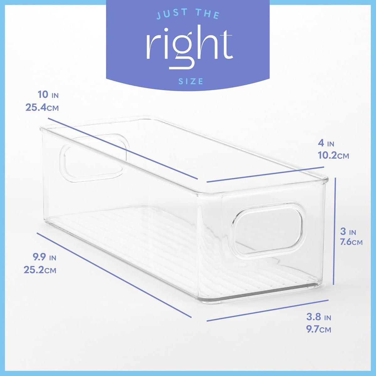 Plastic Food Storage Clear Container Bin with Handles for Organizing Kitchen, Pantry, Refrigerator