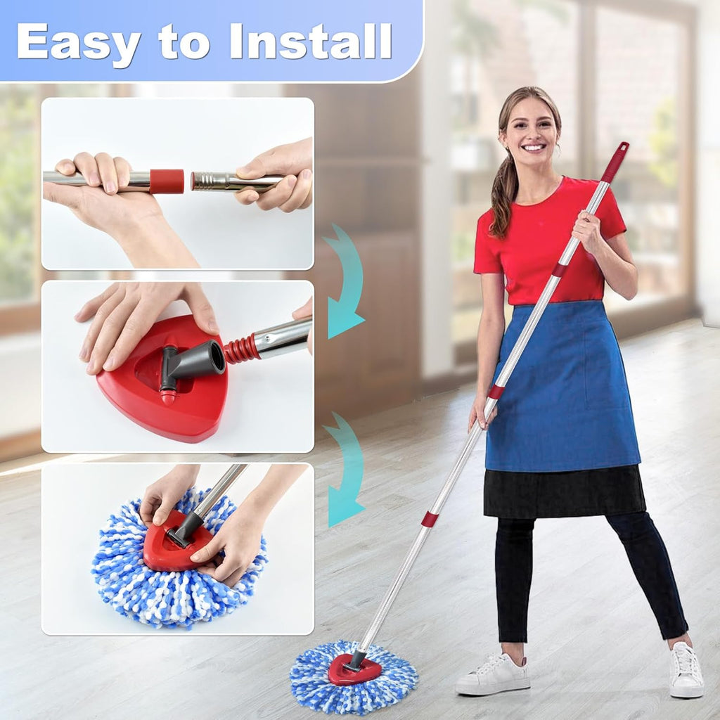 Mop Head Replacement, Base, Mop Handle for Ocedar RinseClean 2-Tank System, 2 Microfiber Mop