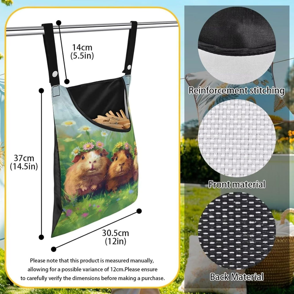 Guinea Pig Clothespin Bag Space-Saving Laundry Hanging Storage Organizer Clothes Pin Hanging Bag