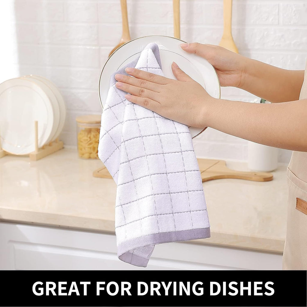 Homaxy 100% Cotton Terry Kitchen Dish Cloths, Ultra Soft and Absorbent Dish Towels for Kitchen