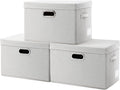 PRANDOM Large Collapsible Storage Bins with Lids [3-Pack] Fabric Foldable Storage Boxes Organizer