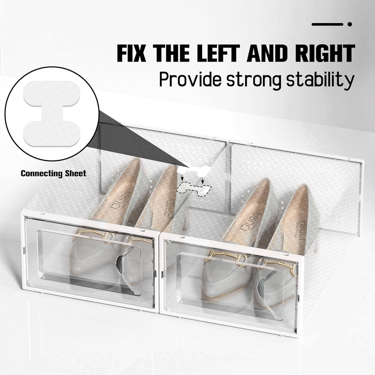 Kuject 15 Pack Shoe Storage Boxes, Large Clear Plastic Stackable Shoe Organizer for Closet, Connect