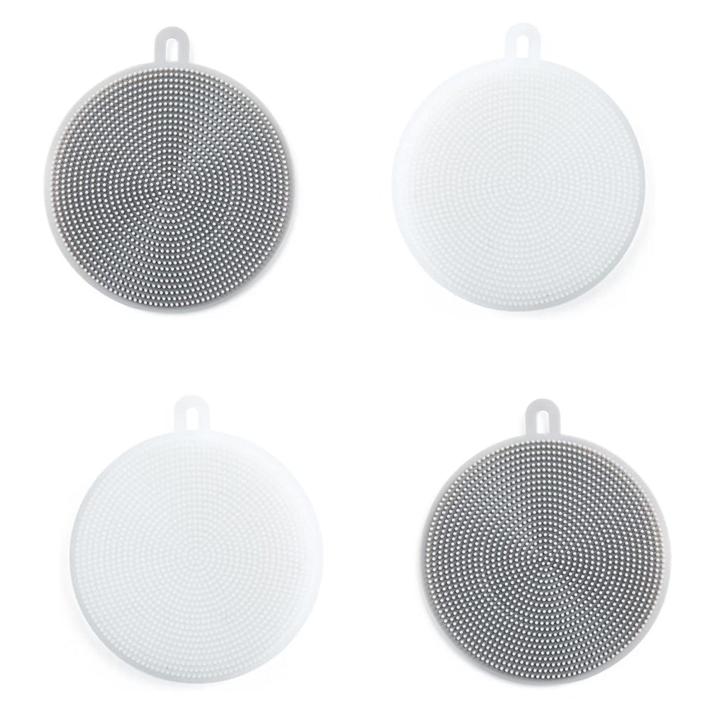 4PCS Silicone Dish Scrubber, Multipurpose Round Silicone Sponges Reusable Dish Brush Dish Brush for