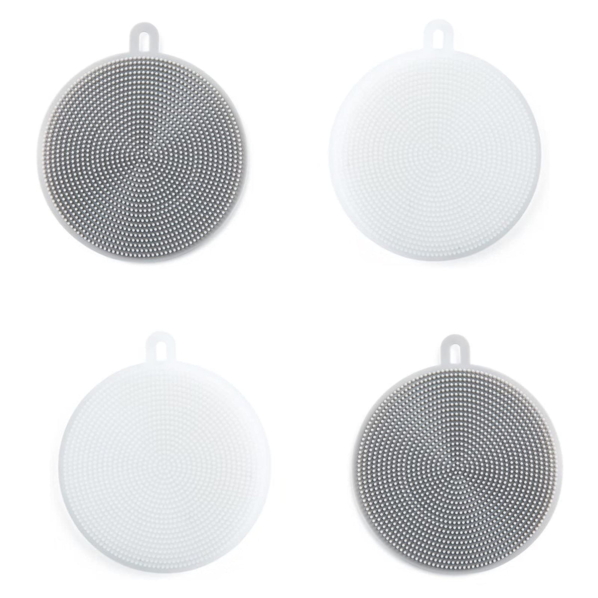 4PCS Silicone Dish Scrubber, Multipurpose Round Silicone Sponges Reusable Dish Brush Dish Brush for