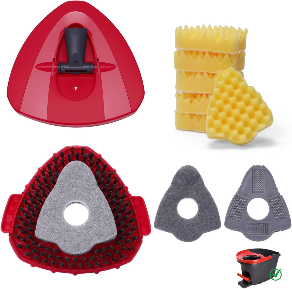1 Pcs Spin Mop Replacements Scrub Brush and 1 Mop Base with 2 Pcs Scouring Pad Compatible with