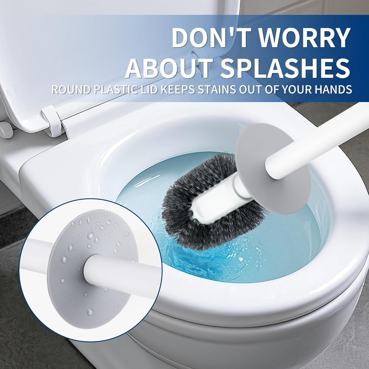 Toilet Brush & Holder Set, 2 Pack Toilet Brushes for Bathroom with Holder, Lightweight Plastic