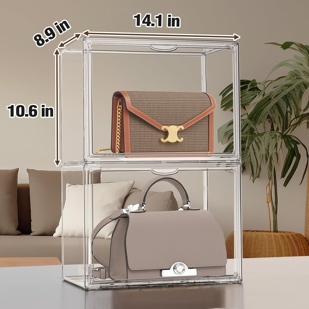 1Pack Clear Stackable Plastic Storage Bins with Magnetic Lid, X-Large Acrylic Display Cases for
