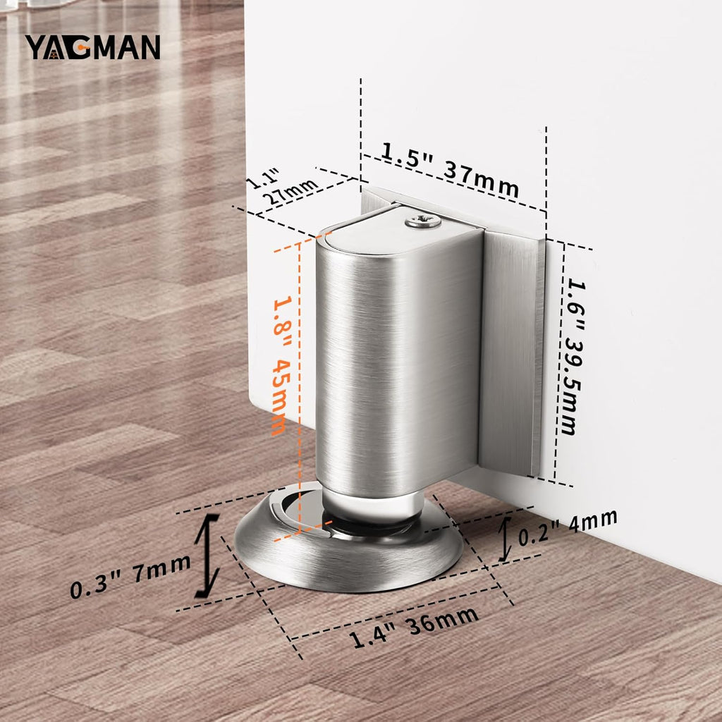 2 Pack Magnetic Door Stoppers Retractable Bottom of Door Holder No Drilling Mount Floor Door Stop