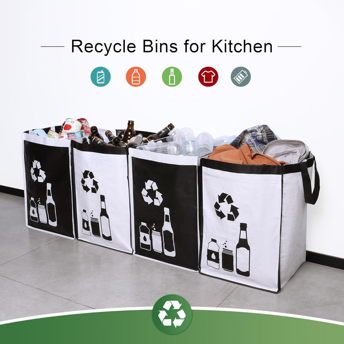 Recycle Waste Bag for Kitchen Home- Indoor Recycling Bins Trash Sorting Organizer, Reusable and