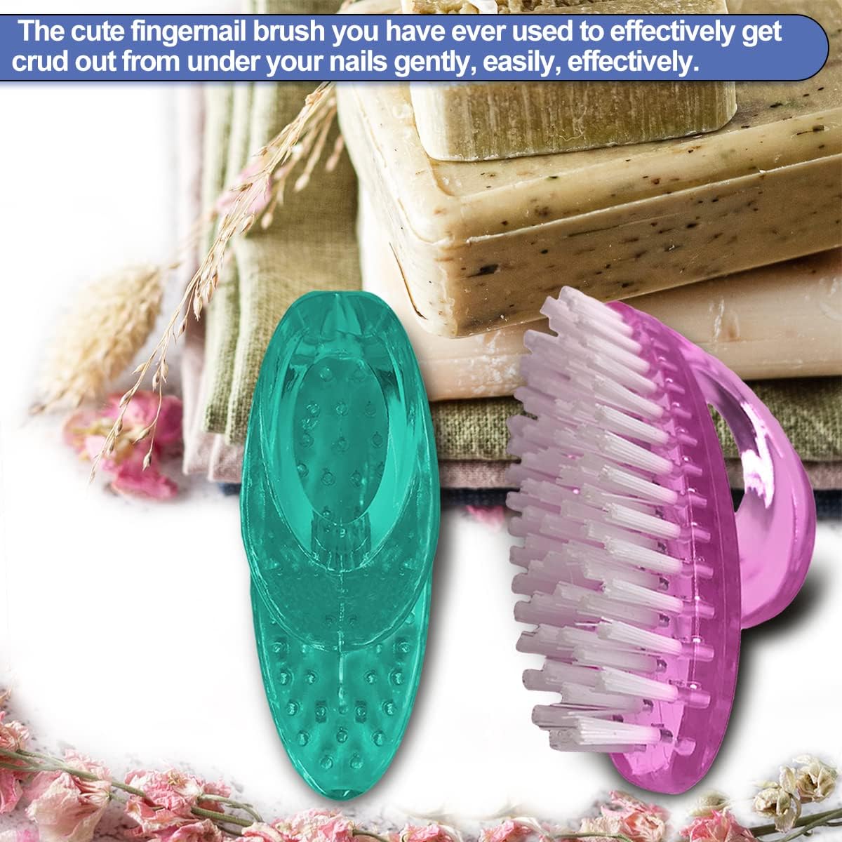 Handle Grip Nail Brush for Cleaning Fingernails Hands & Under Nails, Stiff Bristle Mechanic Scrub